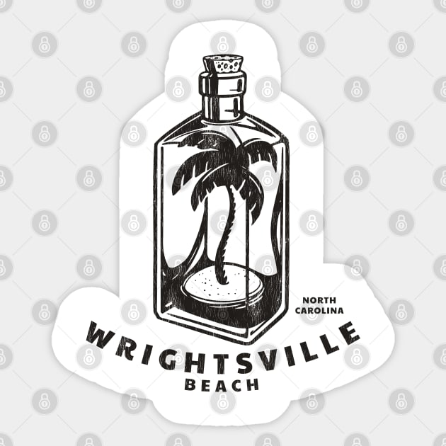 Wrightsville Beach, NC Summertime Vacationing Palm Tree Bottle Sticker by Contentarama